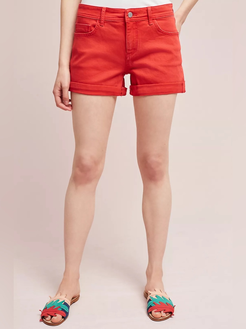 Anthropologie Pilcro Hyphen Mid-Rise Shorts Red Size 26